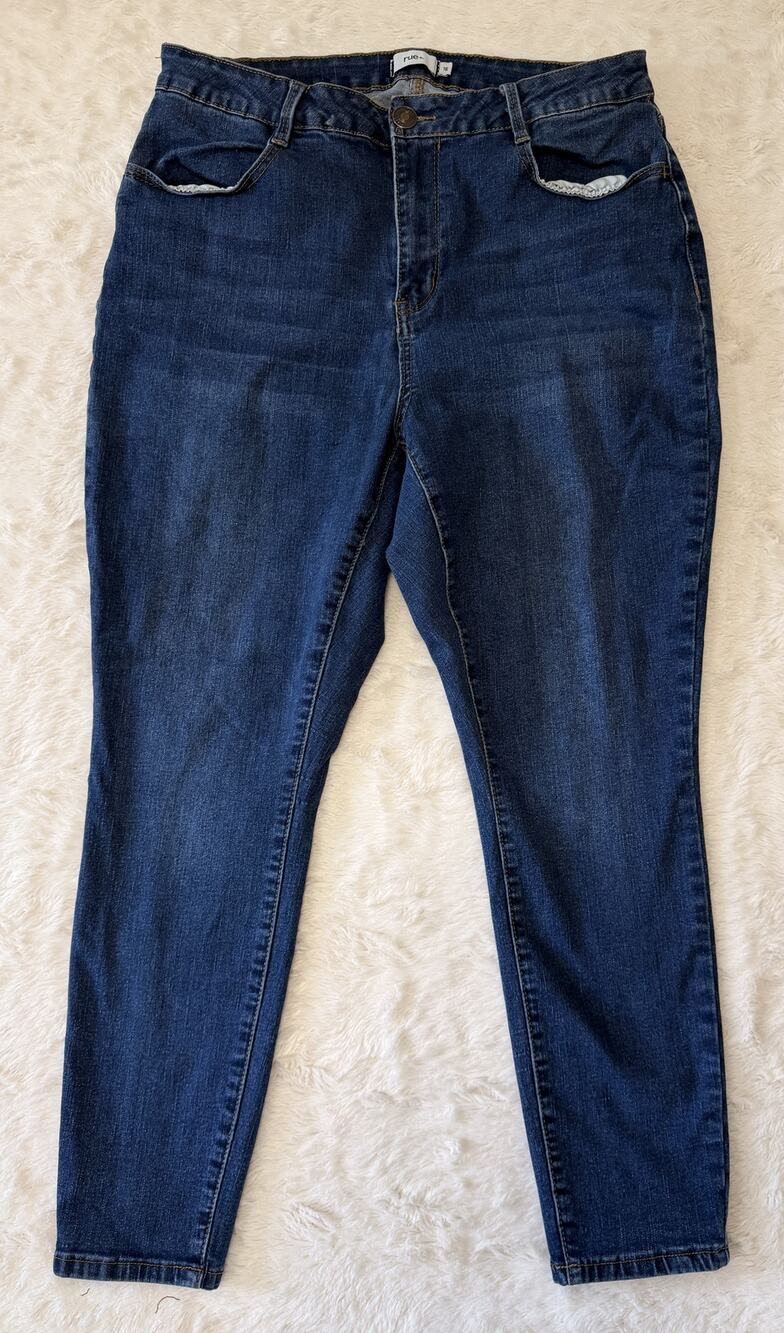 Rue21 Plus Dark Wash Skinny Jeans Womens Size 16 Stretch Denim High Rise
